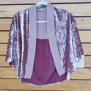 Zara purple velvet cropped kimono size S